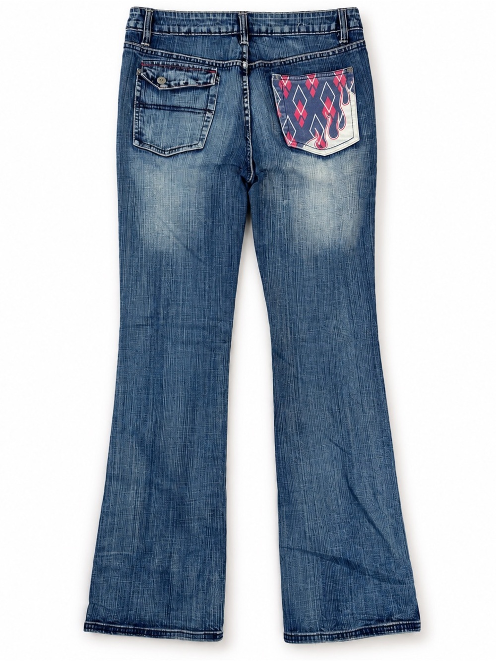 Decoded Y2K Argyle Flame Pocket Bootcut Jeans 9